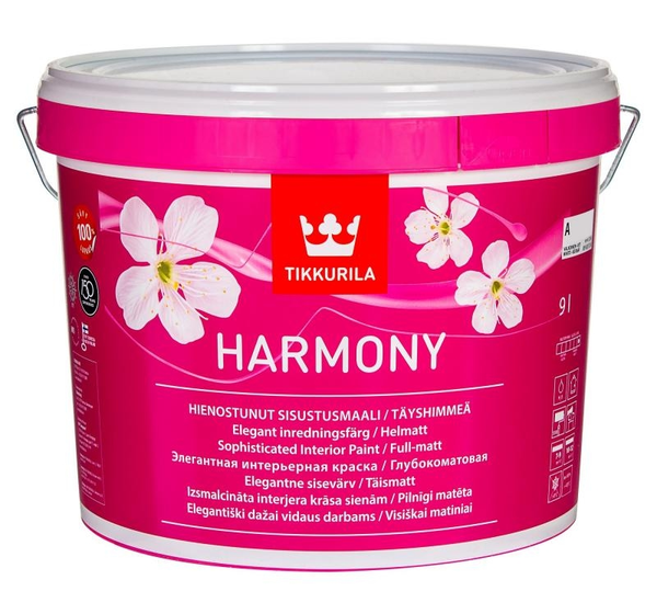 Краска интерьерная Tikkurila Harmony цвет белый 9 л